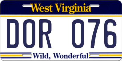 WV license plate DOR076
