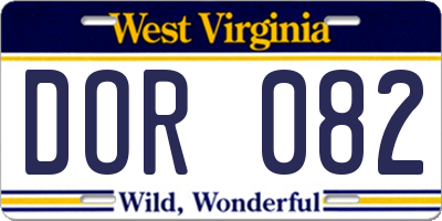WV license plate DOR082