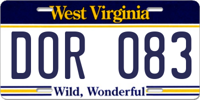 WV license plate DOR083