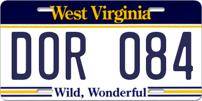 WV license plate DOR084