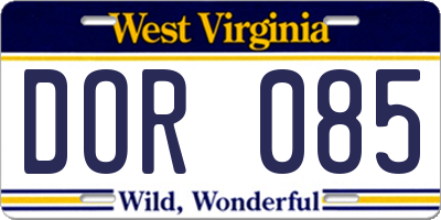 WV license plate DOR085