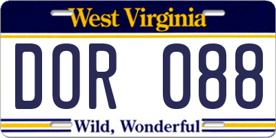 WV license plate DOR088