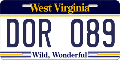 WV license plate DOR089