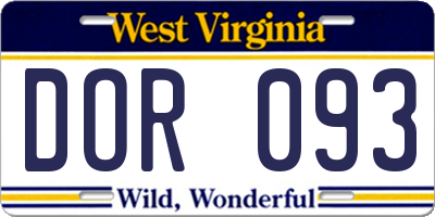 WV license plate DOR093