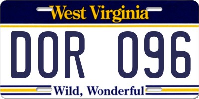 WV license plate DOR096