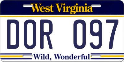 WV license plate DOR097
