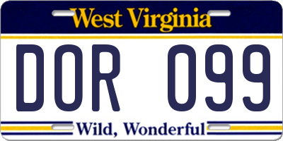 WV license plate DOR099