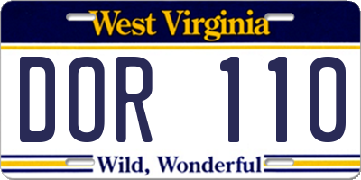 WV license plate DOR110