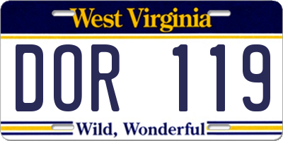 WV license plate DOR119