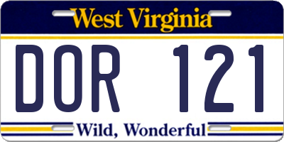 WV license plate DOR121