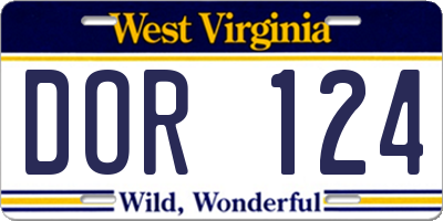 WV license plate DOR124