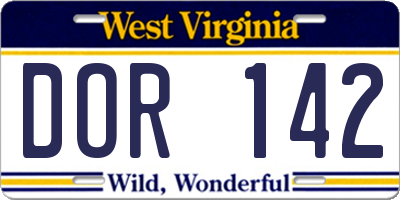 WV license plate DOR142