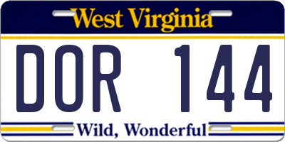 WV license plate DOR144