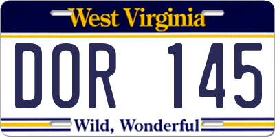 WV license plate DOR145