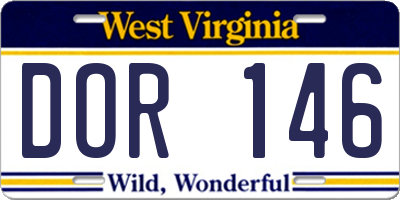 WV license plate DOR146