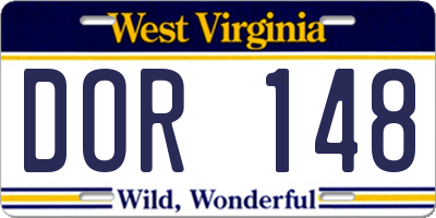 WV license plate DOR148