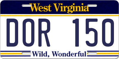 WV license plate DOR150