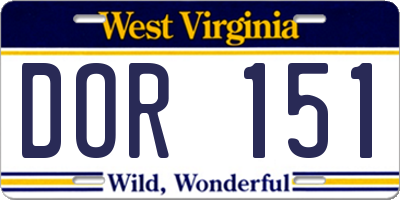 WV license plate DOR151