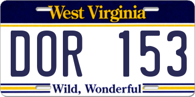 WV license plate DOR153