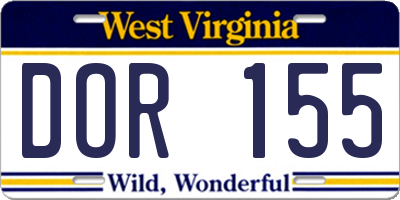 WV license plate DOR155