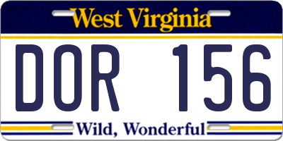 WV license plate DOR156