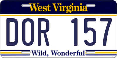 WV license plate DOR157