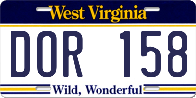 WV license plate DOR158