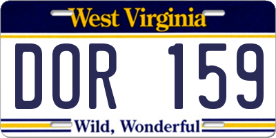 WV license plate DOR159