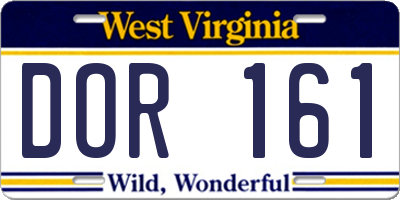 WV license plate DOR161