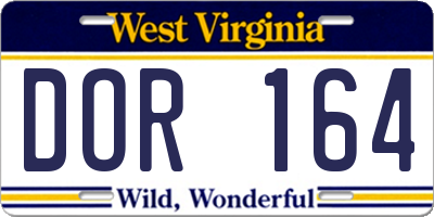 WV license plate DOR164