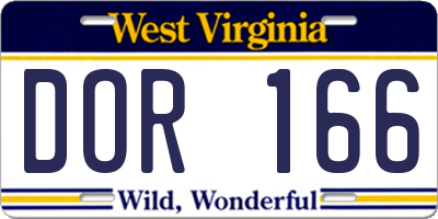 WV license plate DOR166