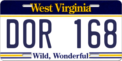 WV license plate DOR168