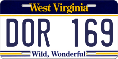 WV license plate DOR169