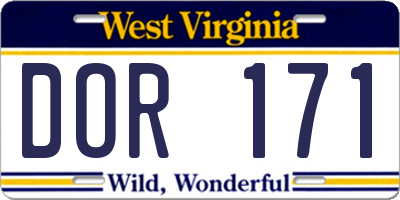 WV license plate DOR171