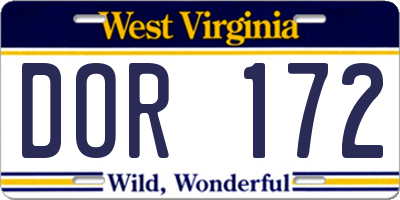 WV license plate DOR172