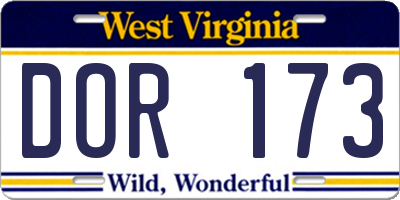 WV license plate DOR173