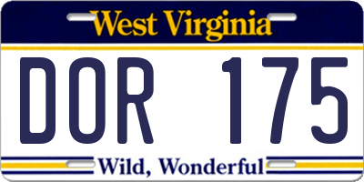 WV license plate DOR175