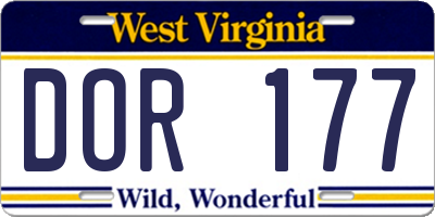 WV license plate DOR177