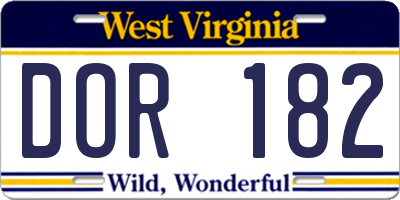 WV license plate DOR182