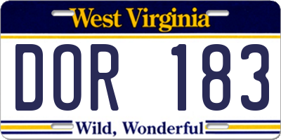 WV license plate DOR183