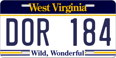 WV license plate DOR184