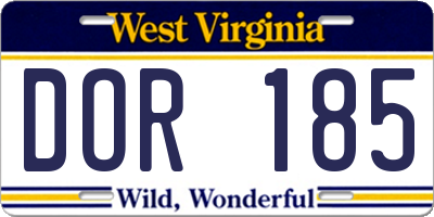 WV license plate DOR185