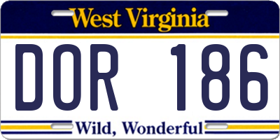WV license plate DOR186