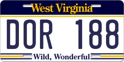 WV license plate DOR188