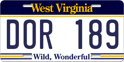 WV license plate DOR189