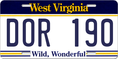 WV license plate DOR190