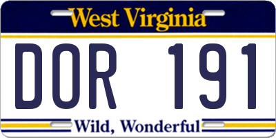 WV license plate DOR191