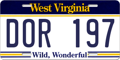 WV license plate DOR197