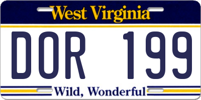 WV license plate DOR199
