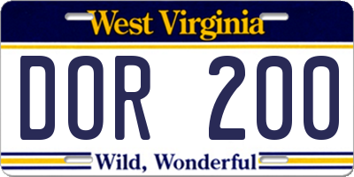 WV license plate DOR200